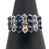 K18YG イエローゴールド サファイア1.31ct サファイア0.77ct リング 指輪 レディース 10号 【中古】